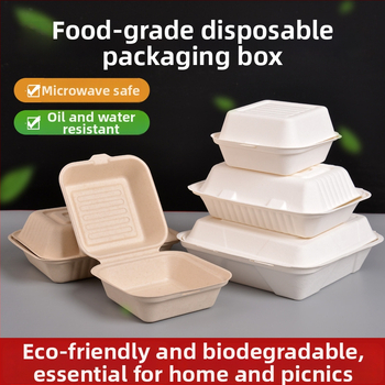 Vienkartinė hamburgerių dėžutė, kvadratinė, iš cukranendrių pulpos, biologiškai skaidri, talpa 8000 ml, storis 0,06