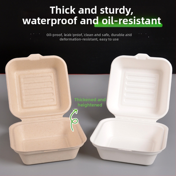 Vienkartinė hamburgerių dėžutė, kvadratinė, iš cukranendrių pulpos, biologiškai skaidri, talpa 8000 ml, storis 0,06