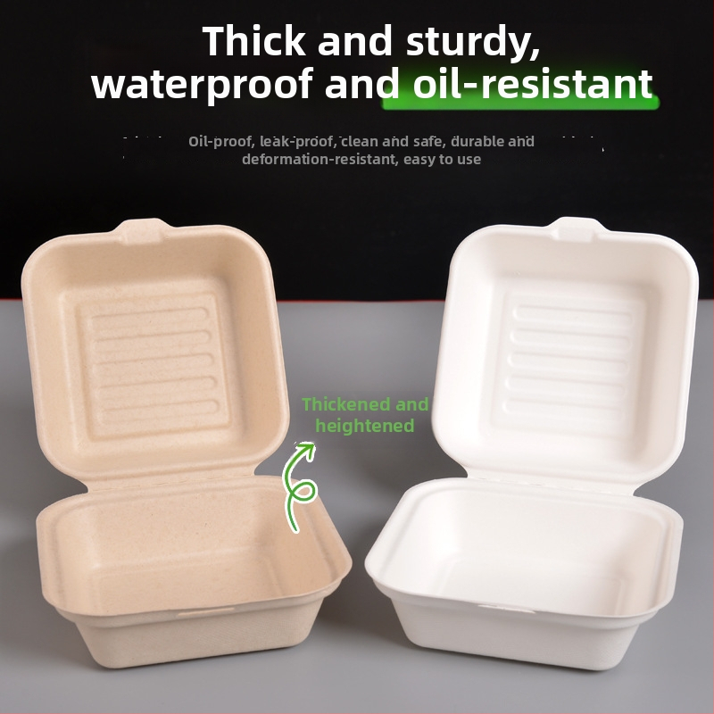 Vienkartinė hamburgerių dėžutė, kvadratinė, iš cukranendrių pulpos, biologiškai skaidri, talpa 8000 ml, storis 0,06