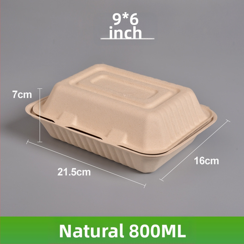 Vienkartinė hamburgerių dėžutė, kvadratinė, iš cukranendrių pulpos, biologiškai skaidri, talpa 8000 ml, storis 0,06