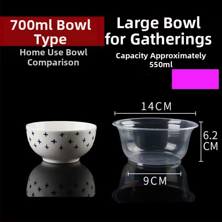 Ühekordselt kasutatav plastist toidukupp – ümmargune, läbipaistev, maht 360–1000 ml