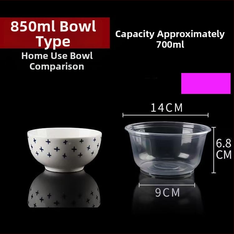 Ühekordselt kasutatav plastist toidukupp – ümmargune, läbipaistev, maht 360–1000 ml