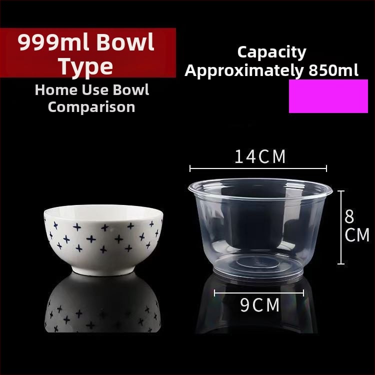 Ühekordselt kasutatav plastist toidukupp – ümmargune, läbipaistev, maht 360–1000 ml