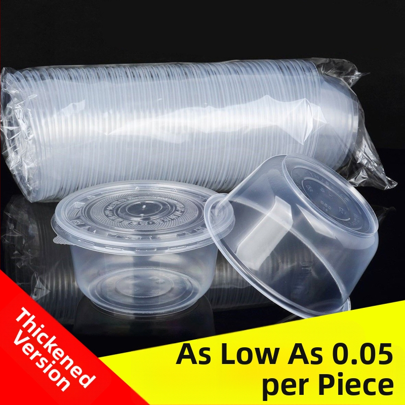 Ühekordselt kasutatav plastist toidukupp – ümmargune, läbipaistev, maht 360–1000 ml