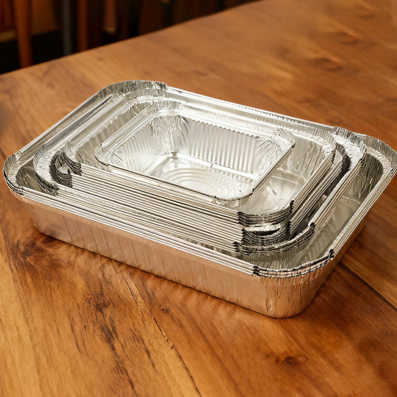 Jednokratna pravokutna kutija od aluminijske folije za roštilj sa poklopcem, prehrambena kvaliteta