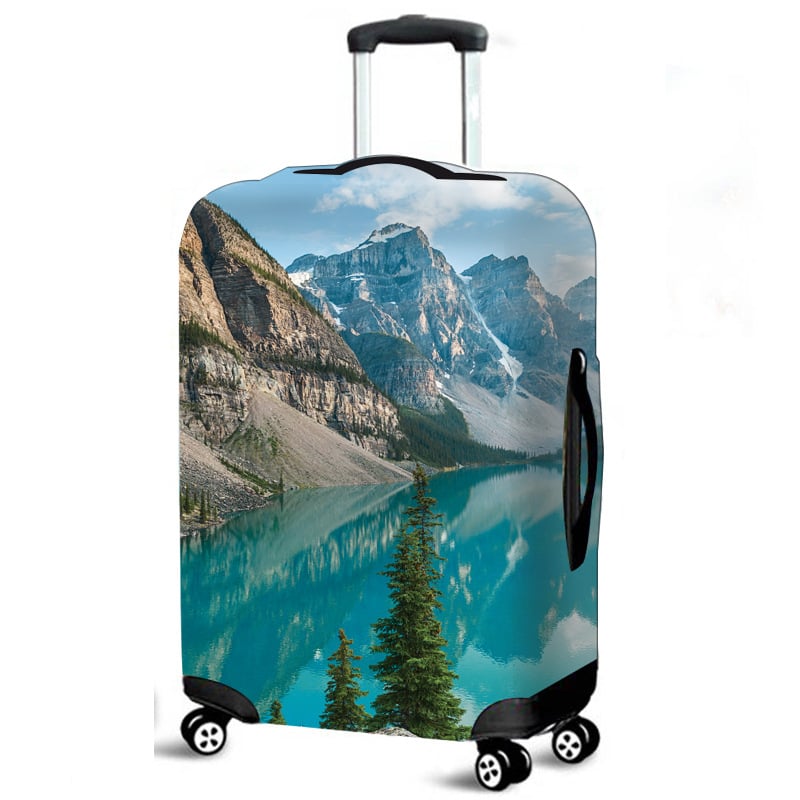 2024. gada pārrobežu elastīgs čemodāna pārvalks, bagāžas aizsargs, ratiņu soma ar grozāmiem riteņiem, putekļus necaurlaidīgs pārvalks ainaviskam ādas ceļojumu čemodānam