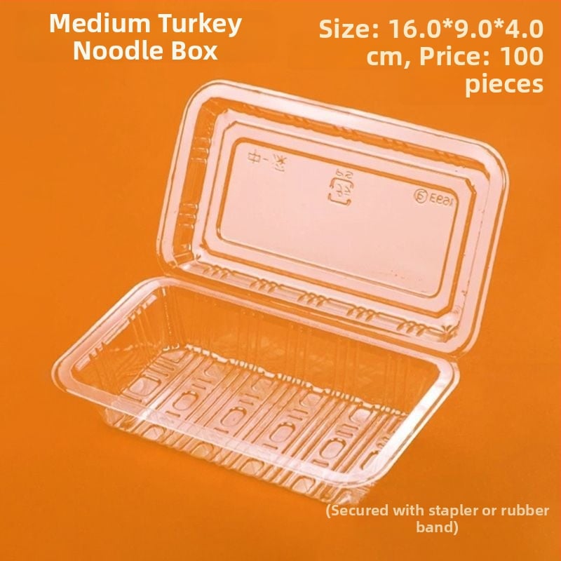 Cutie de ambalare din plastic, de unică folosință, cu capac, transparentă, potrivită pentru fructe și preparate reci