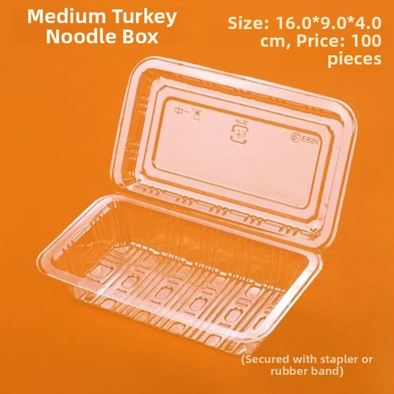 Cutie de ambalare din plastic, de unică folosință, cu capac, transparentă, potrivită pentru fructe și preparate reci