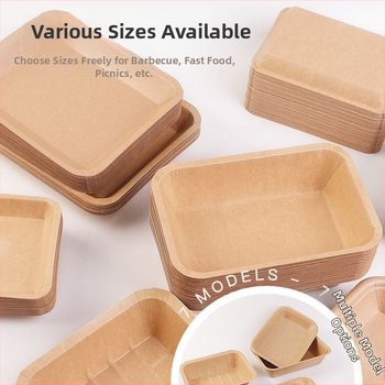 Vienkartinė kraftpopierio kvadratinė lėkštė užkandžiams, vienkartiniam naudojimui, pritaikoma, nebiodegraduojanti
