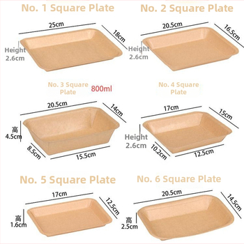 Vienkartinė kraftpopierio kvadratinė lėkštė užkandžiams, vienkartiniam naudojimui, pritaikoma, nebiodegraduojanti