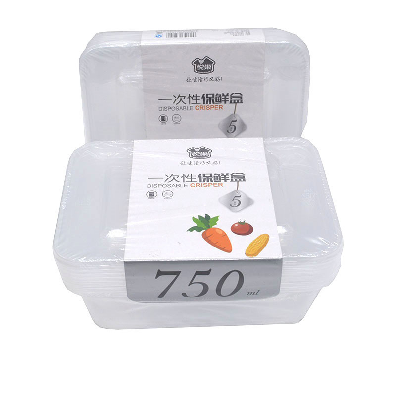 Sanshan recipient plastic dreptunghiular de unică folosință cu capac, cutie alimentară pentru takeout; cuptor cu microunde nu; nebiodegradabil; greutate 100 g; ambalaj 96 buc./cutie; licență XK16-204-01768