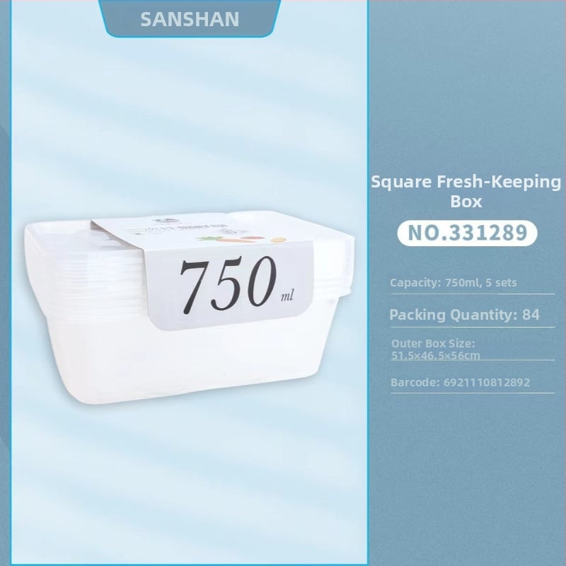 Sanshan recipient plastic dreptunghiular de unică folosință cu capac, cutie alimentară pentru takeout; cuptor cu microunde nu; nebiodegradabil; greutate 100 g; ambalaj 96 buc./cutie; licență XK16-204-01768