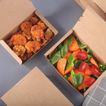 Cutie de masă din hârtie kraft, cu o fereastră, pentru takeout, potrivită pentru sushi și salată de fructe (material: hârtie; fereastră: una; cuptor cu microunde: Nu; imprimare logo: Da)