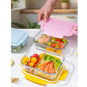 Cutie pentru prânz din sticlă borosilicat, 800–1000 ml, sigură la microunde, dreptunghiulară, rezistentă la căldură, păstrarea prospețimii