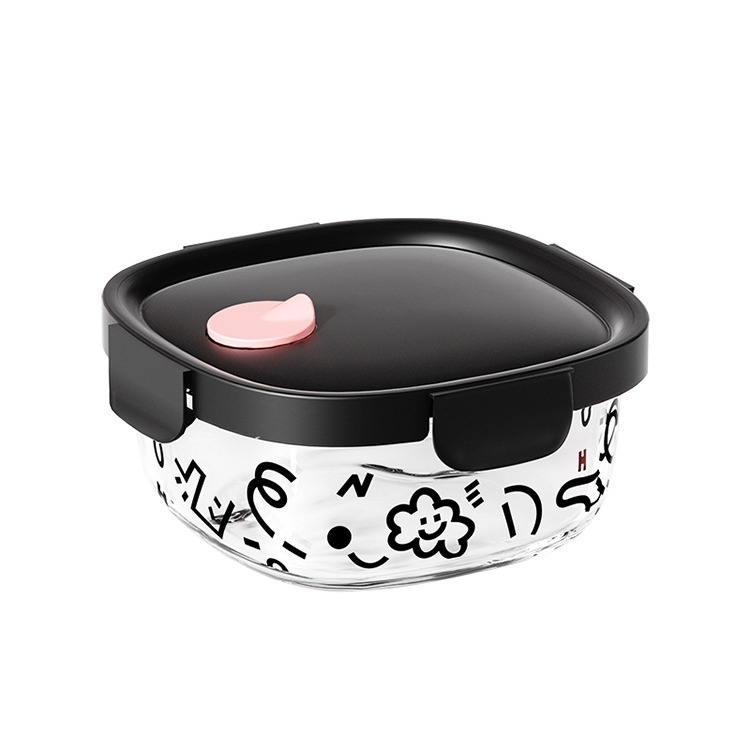 Staklena kutija za ručak, kvadratnog oblika, 301–500 ml, pogodna za mikrovalnu, prilagodljiva