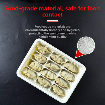 Cutie de unică folosință pentru dumplings cu capac, cutie plastic cu compartimente pentru dumplings crude și fierte (PP de calitate alimentară; nu este potrivită pentru microunde; nu este biodegradabilă)