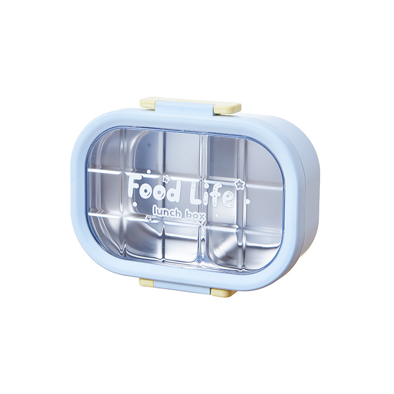 Cutie de prânz pătrată, capacitate 800–1000 ml, interior din oțel inoxidabil 304 cu exterior PP+PET, model cartoon, stil simplu modern, nu este compatibilă cu microunde, non-electrică