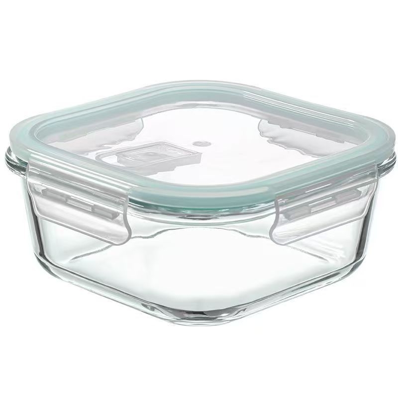 Jiayi cutie de prânz din sticlă borosilicat de înaltă rezistență, compatibilă cu microunde, formă pătrată, capacitate 800–1000 ml