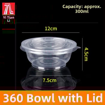 Vas de unică folosință rotund cu capac din PP – sigur pentru cuptor cu microunde, imprimare logo disponibil, personalizabil, ambalaj 1 cutie