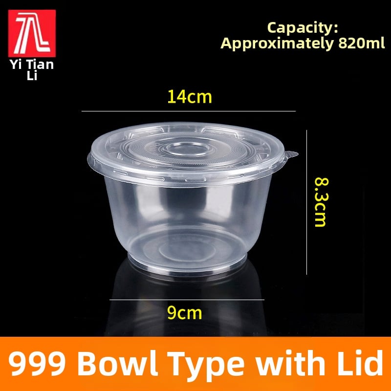 Vas de unică folosință rotund cu capac din PP – sigur pentru cuptor cu microunde, imprimare logo disponibil, personalizabil, ambalaj 1 cutie