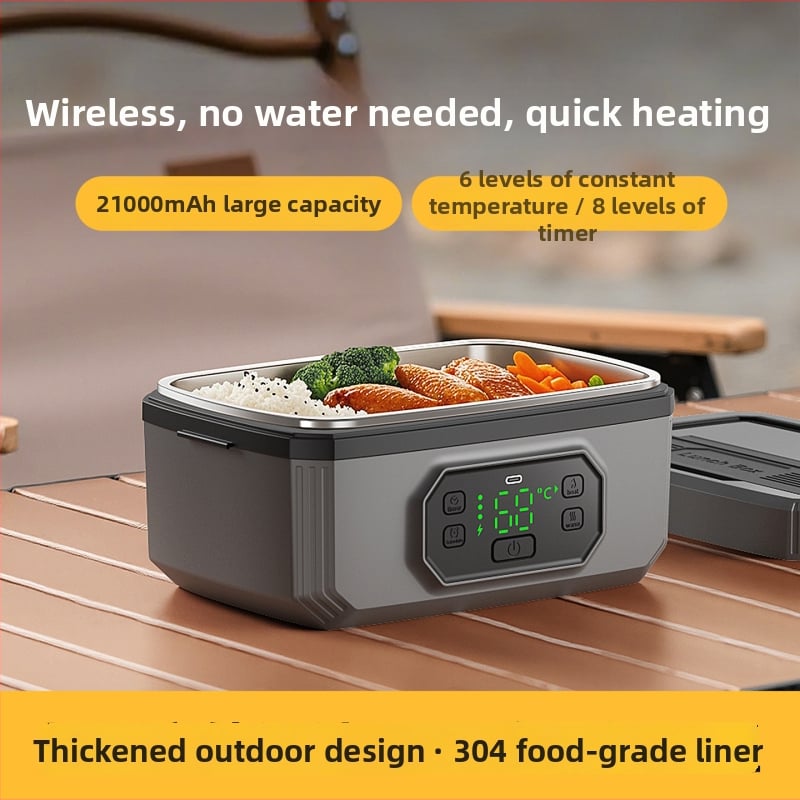 Cutie electrică pentru prânz cu încălzire, încărcare fără fir, încălzire fără apă, capacitate 1,1–1,2 L, alimentare USB