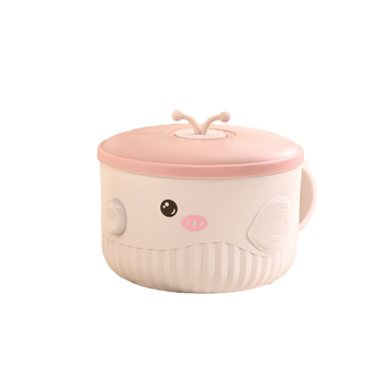 Castron pentru copii, rotund, izolat, cu model de pește felinar, material PP + oțel inoxidabil 304 + gel de siliciu, capacitate 301–800 ml