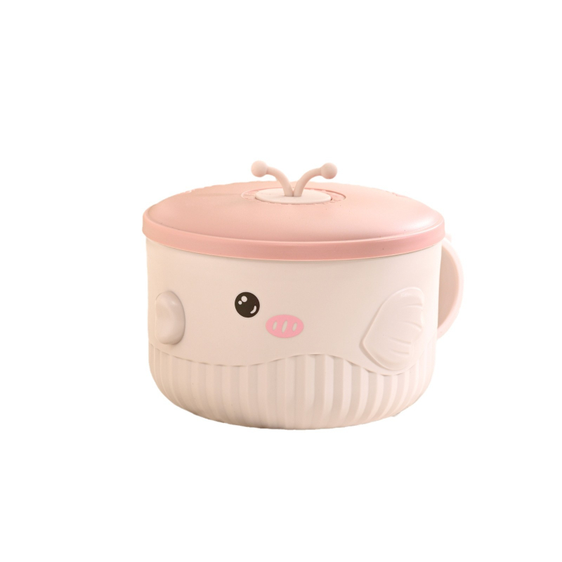 Castron pentru copii, rotund, izolat, cu model de pește felinar, material PP + oțel inoxidabil 304 + gel de siliciu, capacitate 301–800 ml