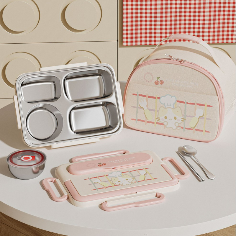 316 rozsdamentes acél ételhordó, hőszigetelt, téglalap alakú, 1–2 L kapacitás, mikrohullámú sütővel kompatibilis