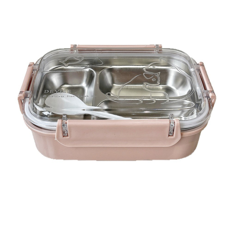 Cutie pentru prânz din oțel inoxidabil, trei compartimente, izolată, capacitate 800-1000 ml, necompatibilă cu microundele