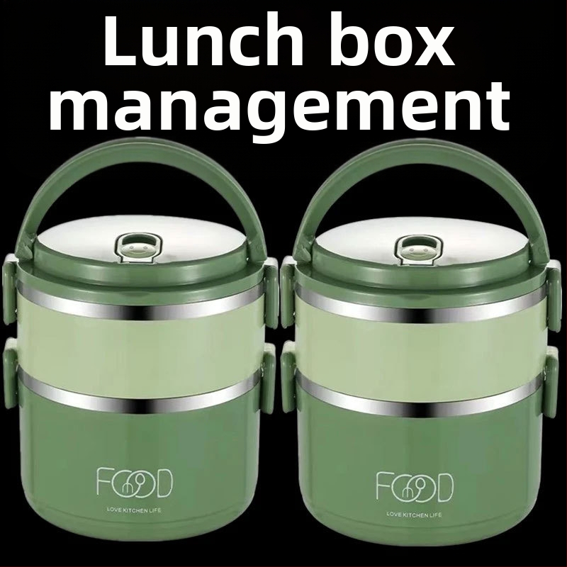 Izolovaná jedálenská dóza z nerezovej ocele, viacerostranný dizajn, objem 2,1–3 l, plast + nerezová oceľ, guľatý tvar, prenosný