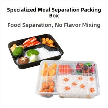 Cutie de masă de unică folosință cu patru sau cinci compartimente, capac, din plastic, rezistentă la microunde, biodegradabilă