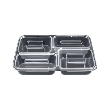 Cutie de masă de unică folosință cu patru sau cinci compartimente, capac, din plastic, rezistentă la microunde, biodegradabilă