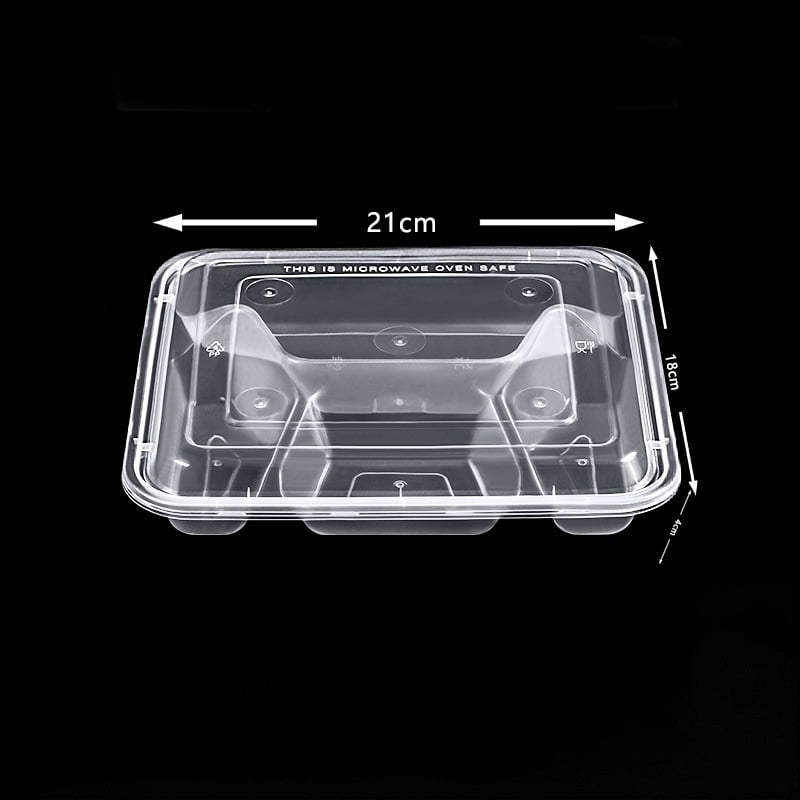 Cutie de masă de unică folosință cu patru sau cinci compartimente, capac, din plastic, rezistentă la microunde, biodegradabilă