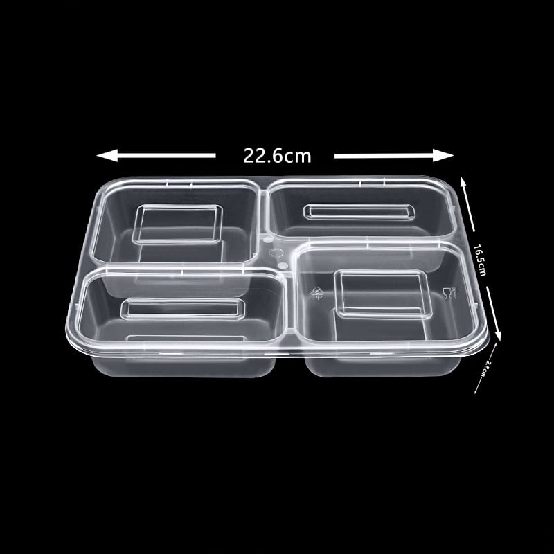 Cutie de masă de unică folosință cu patru sau cinci compartimente, capac, din plastic, rezistentă la microunde, biodegradabilă