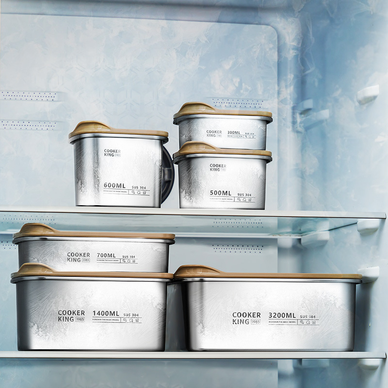 Cooking King kutija za ručak od 304 nehrđajućeg čelika, kvadratnog oblika, vakuumski zatvorena za očuvanje svježine, kapacitet ispod 300 ml, mikrovalna kompatibilna