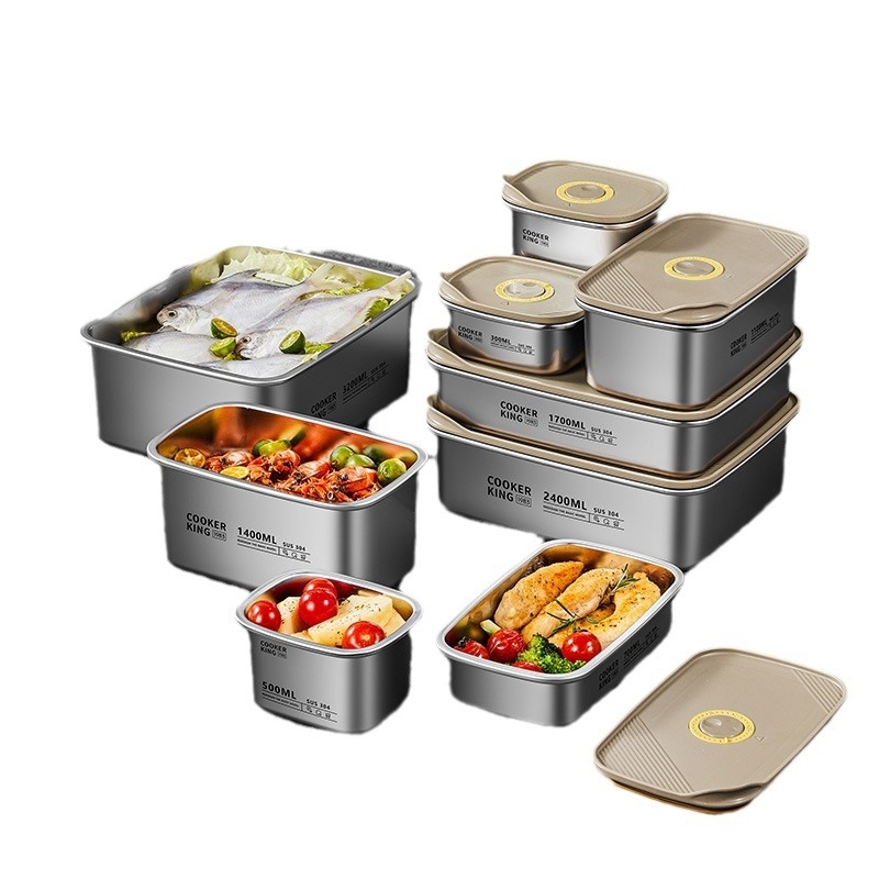 Cooking King kutija za ručak od 304 nehrđajućeg čelika, kvadratnog oblika, vakuumski zatvorena za očuvanje svježine, kapacitet ispod 300 ml, mikrovalna kompatibilna