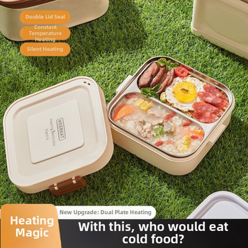 Elektrická krabička na obed s ohrevom bez vody, izolovaná s dvomi priehradkami, kapacita do 1 l, regulácia teploty