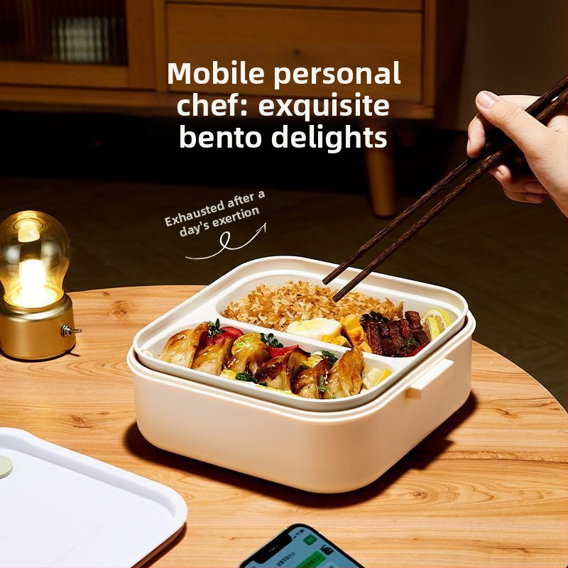 Elektrická krabička na obed s ohrevom bez vody, izolovaná s dvomi priehradkami, kapacita do 1 l, regulácia teploty