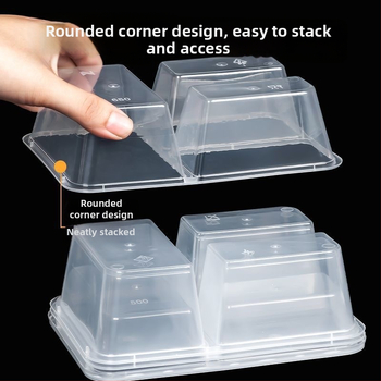 Cutie de unică folosință pentru takeaway cu trei compartimente, material PP, compatibilă cu cuptorul cu microunde, personalizabilă cu imprimare a logo-ului