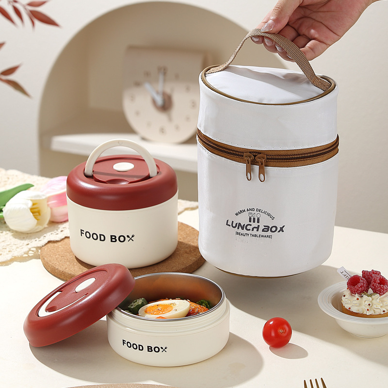 Inox izolirana kutija za obrok za uredske djelatnike, okrugla, kapacitet 301–800 ml, jednostruki ili dvostruki sloj, zatvorena i bez curenja, prenosna kutija za doručak
