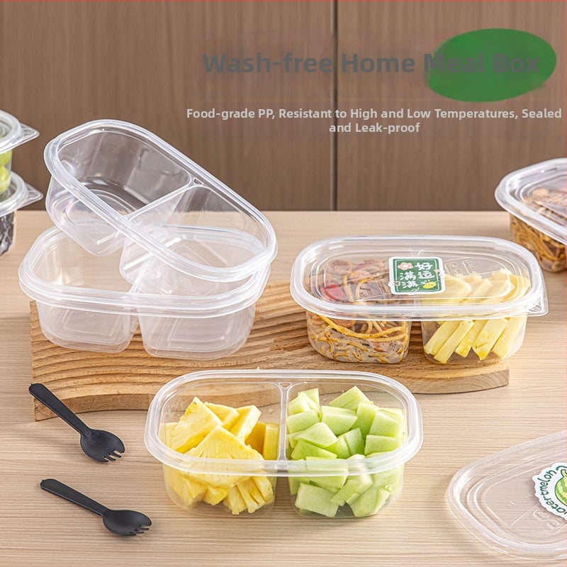 Cutie de prânz de unică folosință cu capac, PP alimentar, compatibilă cu microundele pentru birou