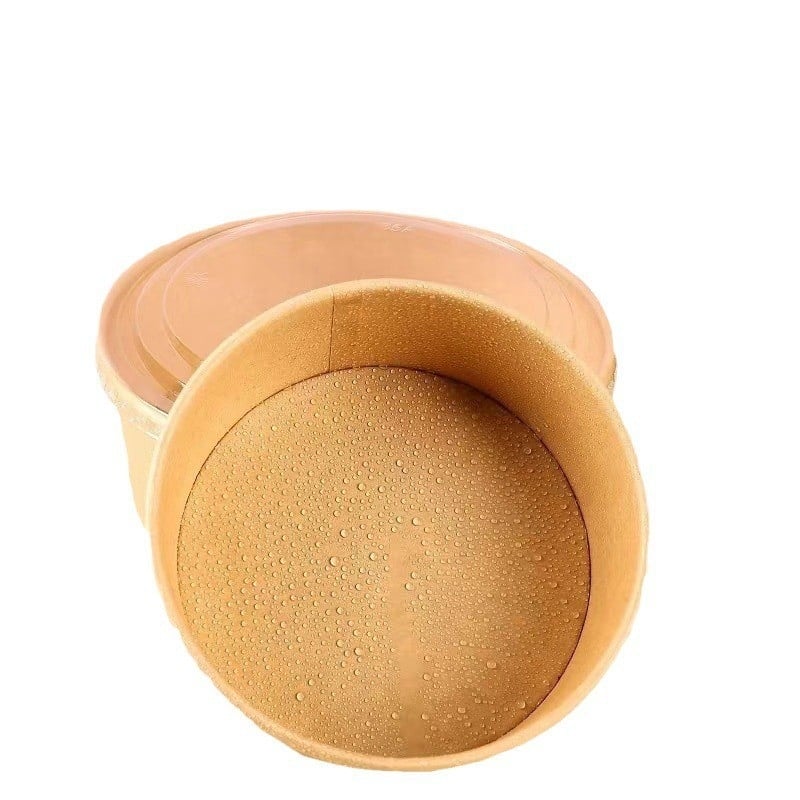 Cutie de prânz din hârtie Kraft, cu bol rotund, capac îngroșat, rezistentă la temperaturi înalte, de calitate alimentară