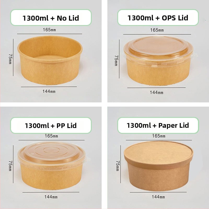 Cutie de prânz din hârtie Kraft, cu bol rotund, capac îngroșat, rezistentă la temperaturi înalte, de calitate alimentară