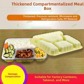 Cutie de prânz de unică folosință, din plastic, compartimentată, dreptunghiulară, cu capac pentru luat la pachet