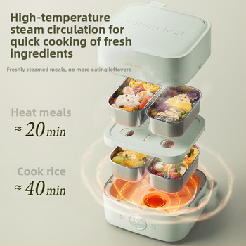 Cutie electrică pentru prânz Teddy Bear pentru birou și casă, capacitate 1.6–2.0 L, izolație vid, cronometru, vas interior detașabil, vas interior din oțel inoxidabil 304