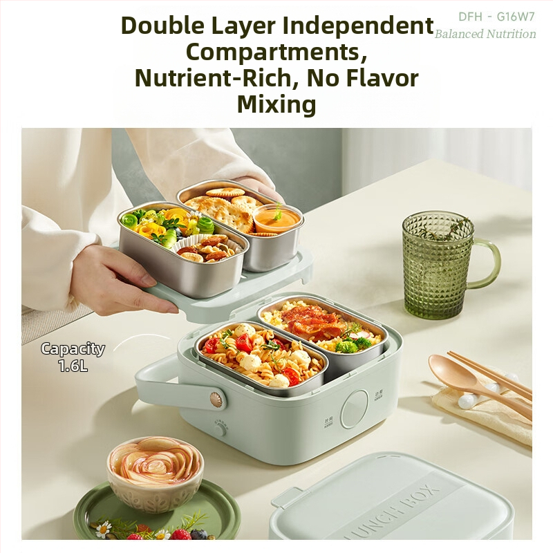 Cutie electrică pentru prânz Teddy Bear pentru birou și casă, capacitate 1.6–2.0 L, izolație vid, cronometru, vas interior detașabil, vas interior din oțel inoxidabil 304