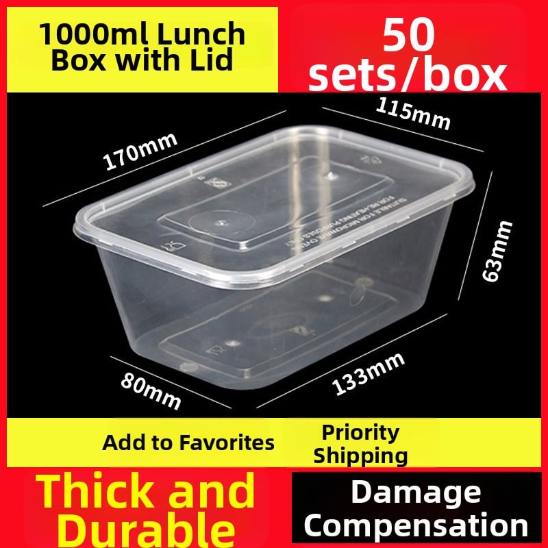 Cutie de prânz din plastic, de unică folosință, cu capac, cu container dreptunghiular și bol rotund pentru take-away