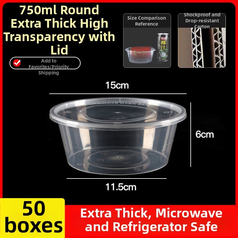 Cutie de prânz din plastic, de unică folosință, cu capac, cu container dreptunghiular și bol rotund pentru take-away