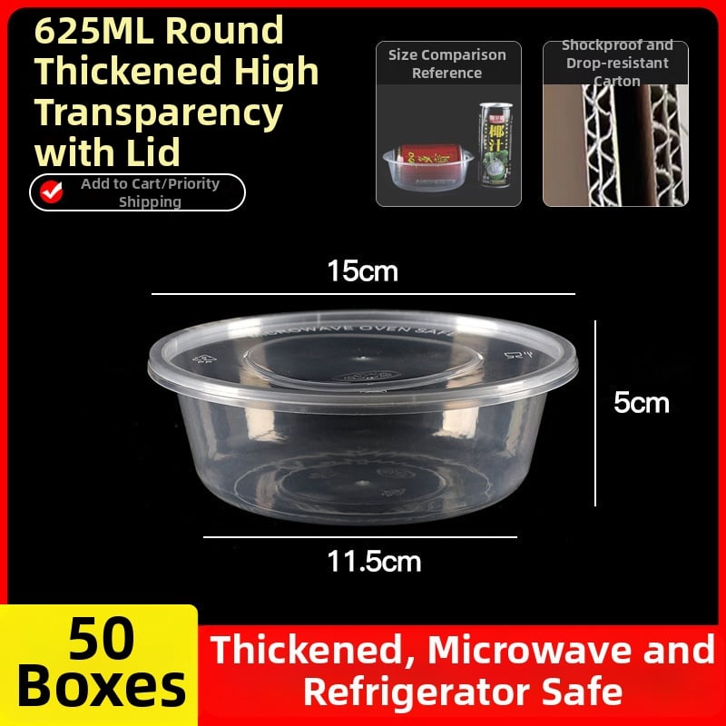 Cutie de prânz din plastic, de unică folosință, cu capac, cu container dreptunghiular și bol rotund pentru take-away