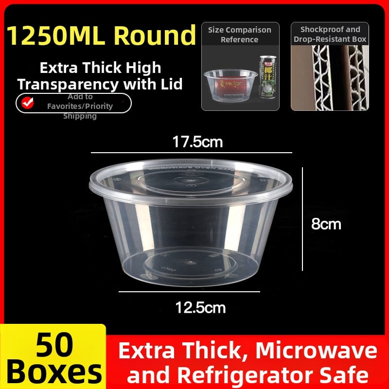 Cutie de prânz din plastic, de unică folosință, cu capac, cu container dreptunghiular și bol rotund pentru take-away